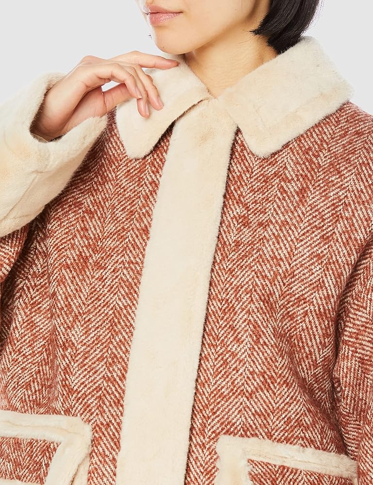 コエル　コート ヘリンボーンエコファーコート レディース 182301004 Amazon.co.jp: [コエル] ヘリンボーンエコファーコート : ファッション