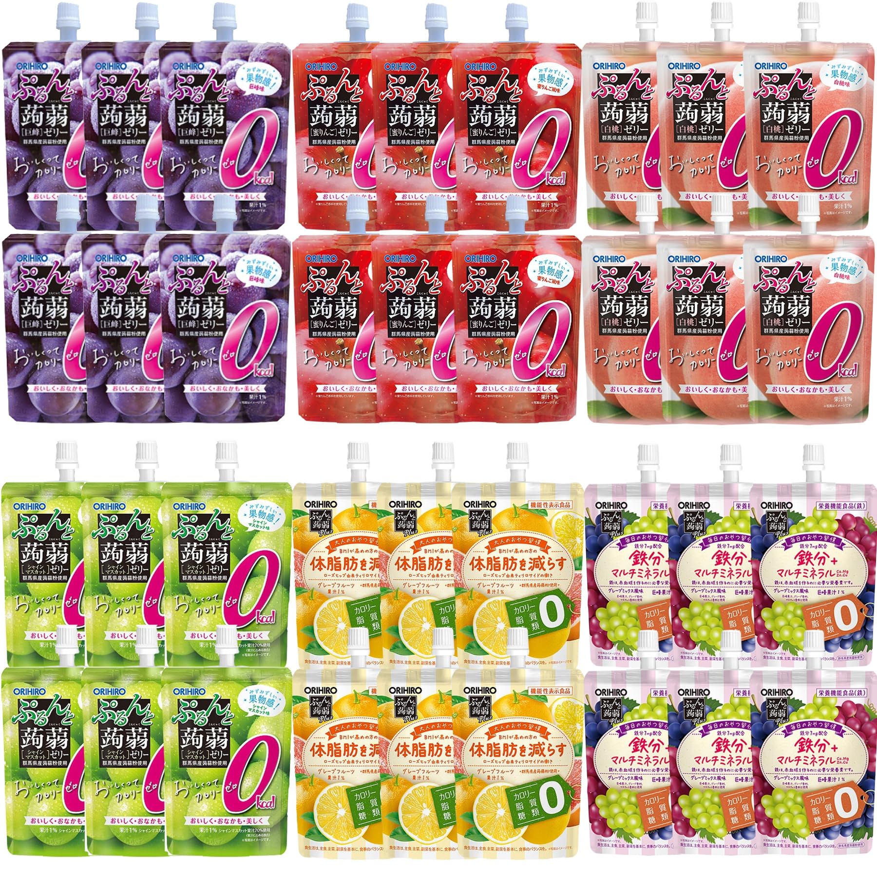 House Choice - Only Good Things - Orihiro Purun to Konjac Jelly Calorie Zero Stand Pouch 6 varieties 6 pieces each 36 piece set スタンドパウチ 6種各6個36個セット