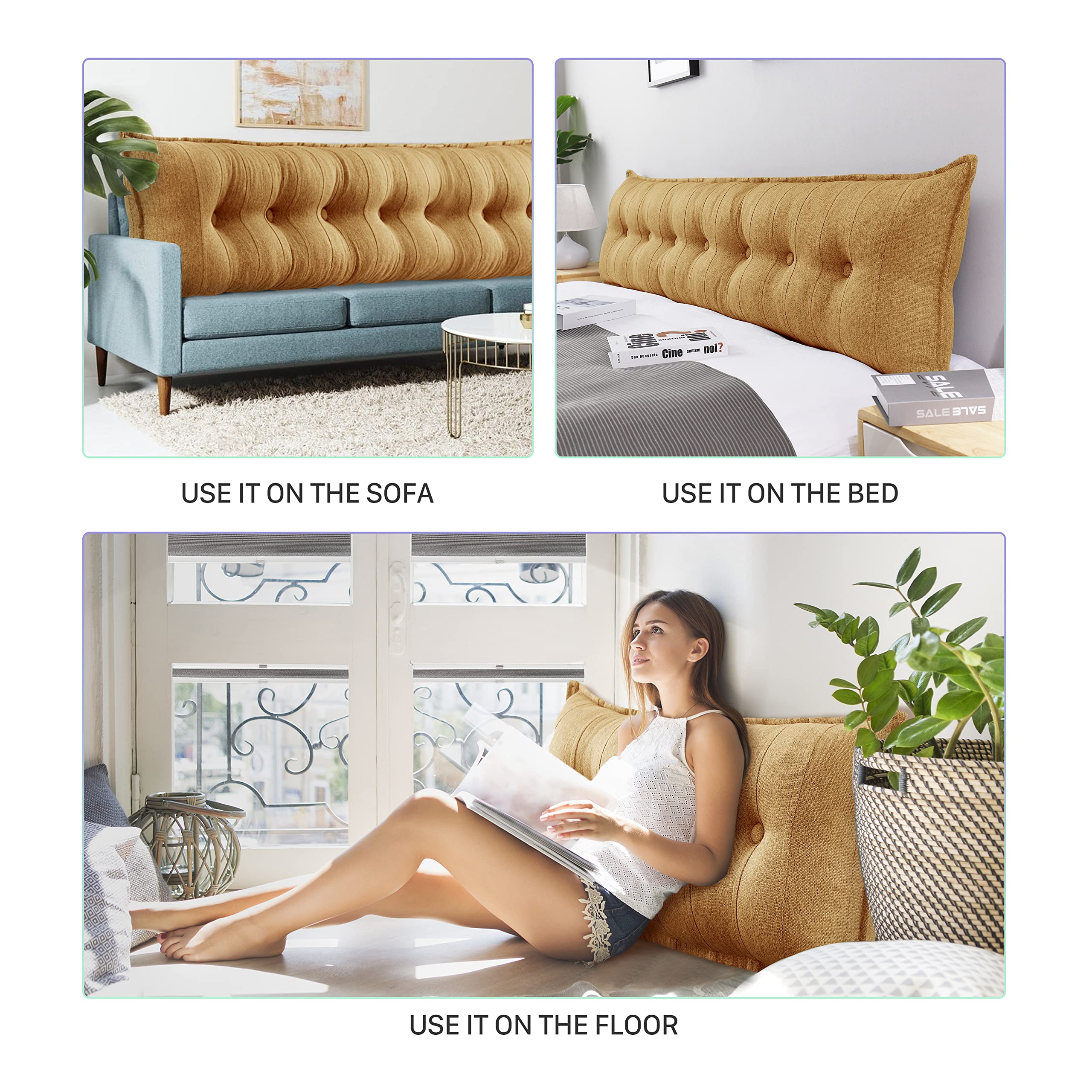 Rucener Oreiller Traversin Soutien Dorsal Gros Coussin Canapé Coussin Tête de Lit Dossier Traversin Gros Coussin Dossier Coussin de Lecture Triangulaire Coussin de Coin Marron 120 CM Rucener Oreiller Traversin Soutien Dorsal Gros Coussin Canapé Coussin Tête de Lit Dossier Traversin Gros Coussin Dossier Coussin de Lecture Triangulaire Coussin de Coin Marron 120 CM