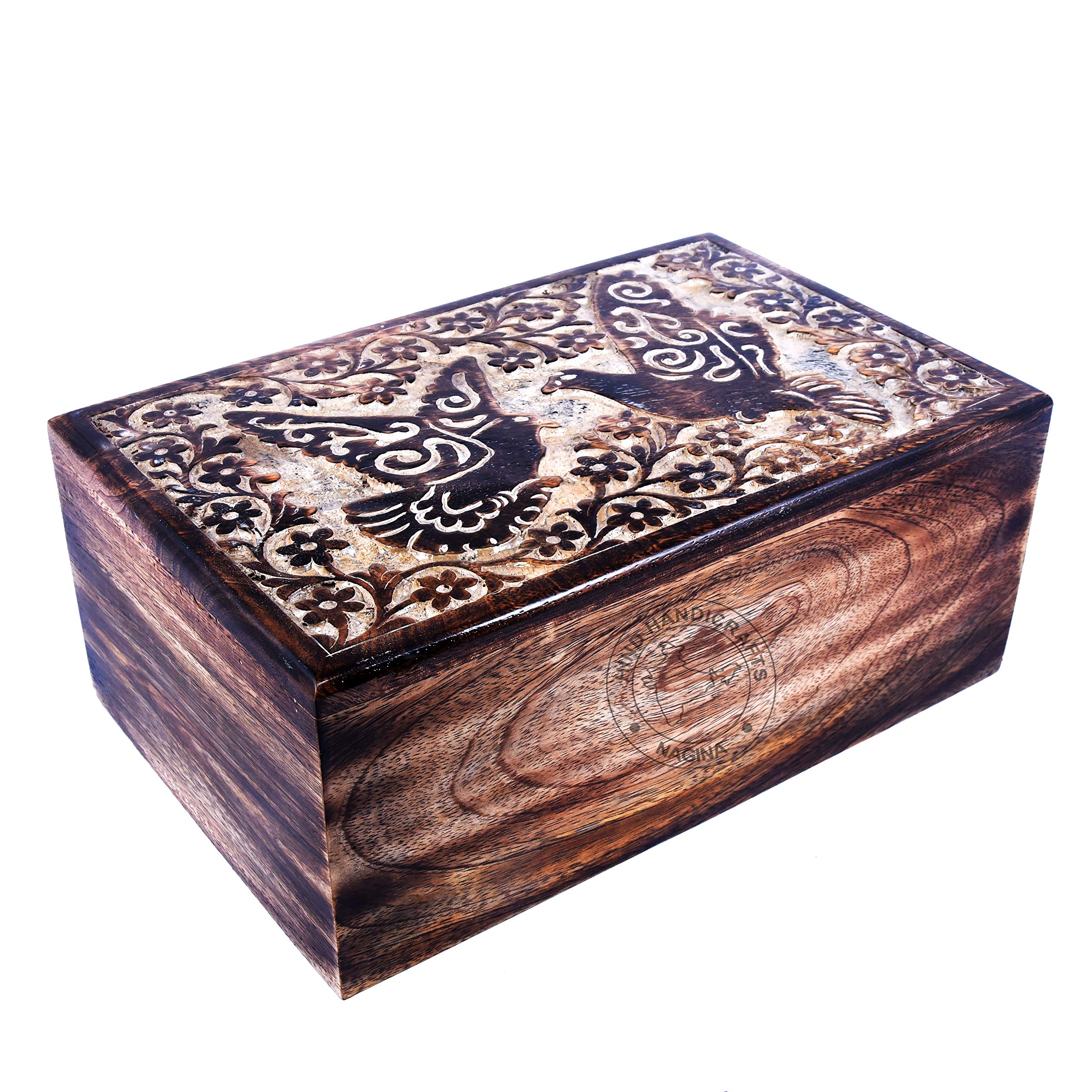 HIND HANDICRAFTS Engraved Wooden Box Funeral Cremation Urns for Human Ashes Adult Large, Burial Urns for Columbarium X-tra Large : 11