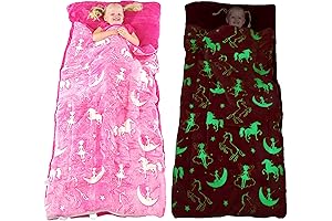Kids Sleeping Bag: Glow in the Dark Dinosaur & Unicorn Comfort