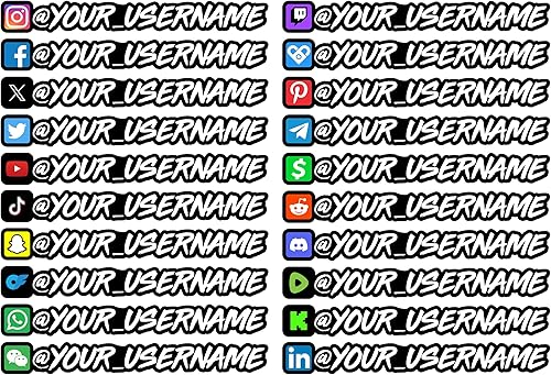 Miniatura 2 de VulgrCo Calcomanía personalizada con impresión a todo color para redes sociales, nombre de usuario, totalmente personalizable para ti, impermeable,