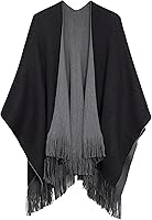 Vista 30 de Urban CoCo Poncho vintage de invierno para mujer, capa con borlas, chal envolvente