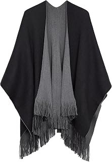 Women's Winter Vintage Poncho Capes Tassel Blanket Shawl Wrap Cardigan Coat
