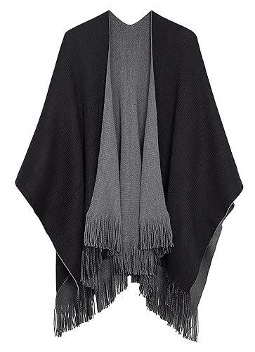 Urban CoCo Women's Winter Vintage Poncho Capes Tassel Blanket Shawl