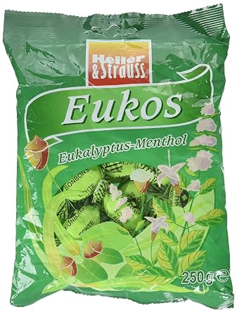 Heller & Strauss Menthol Eucalyptus Candy, 250g/8.81 oz. Imported from Canada