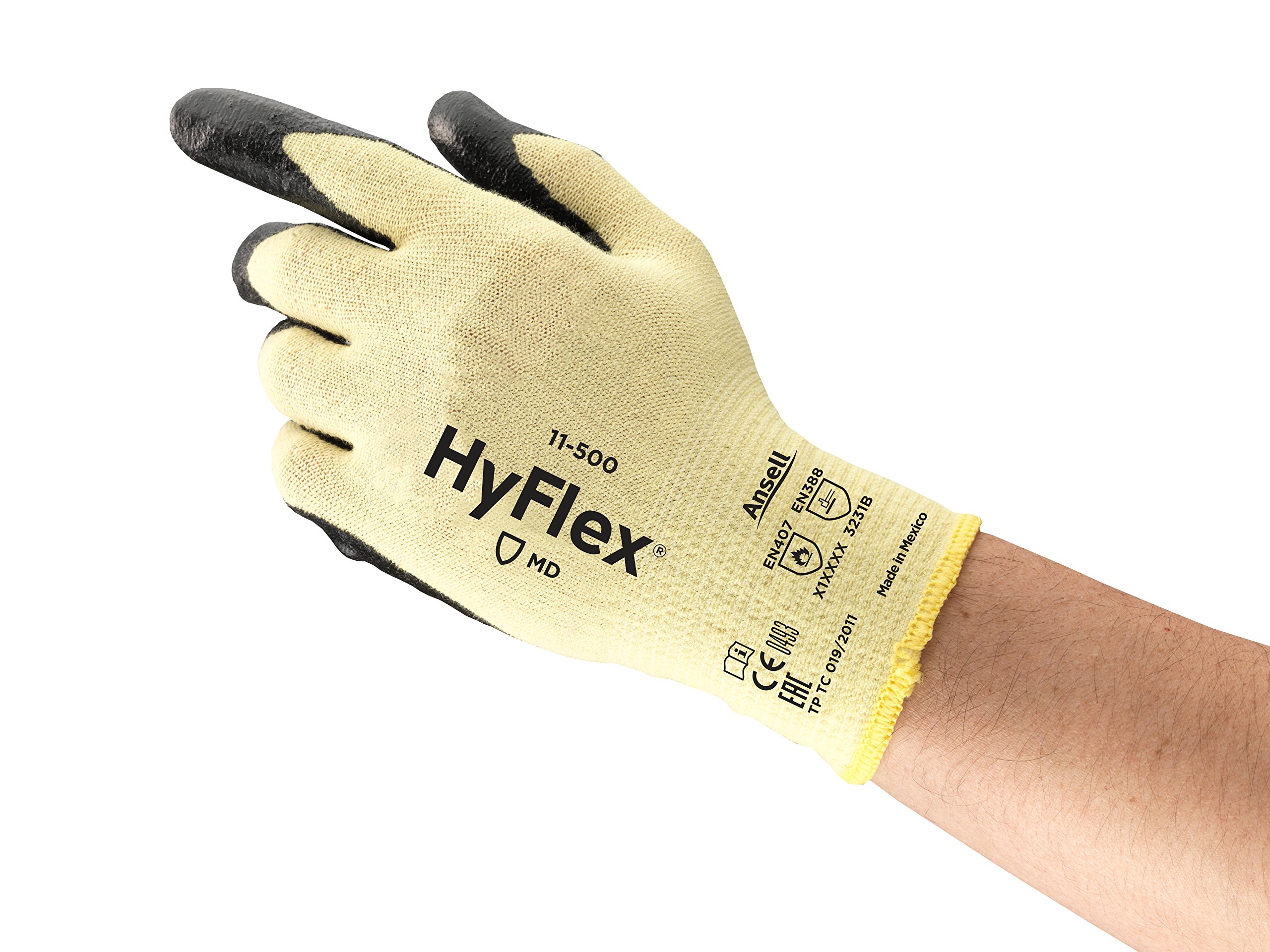 Ansell HyFlex 11-500 Cut Resistant Gloves, Mechanical Protection, Light Weight Protective Glove, Industrial PPE, Reusable, Men Women, Grey, Size L (12 Pairs)
