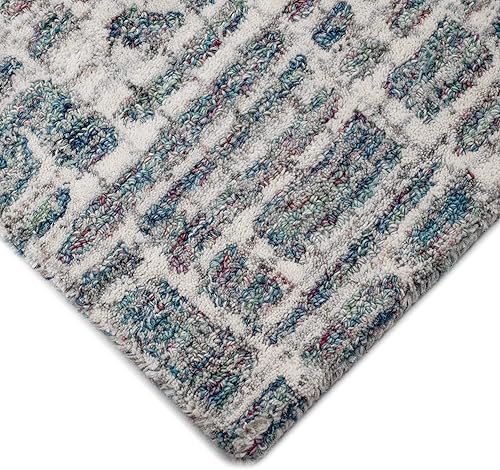 Miniatura 6 de Liora Manne Savannah Grid Ocean - Alfombra de pasillo para interiores, 2 pies x 7 pies 6 pulgadas, azul beige