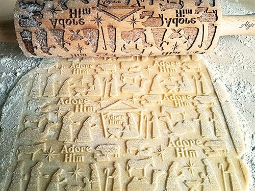 Miniatura 2 de PIN DE RODILLO EN REBOSADO DE NATIVIDAD PARA GALLETAS DE PAN DE JENGIBRE PARA NAVIDAD