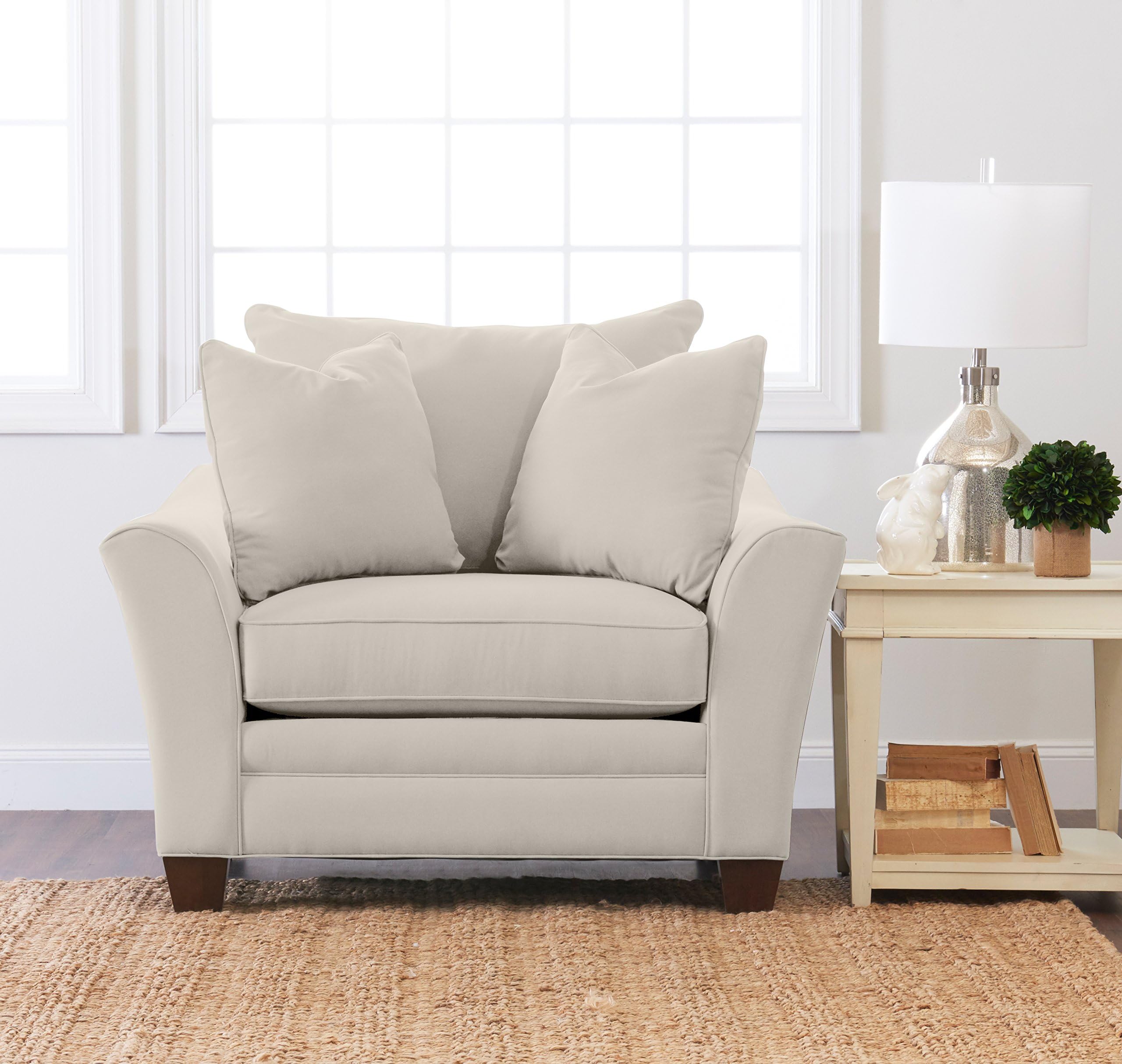 Home Furnishings Paxton Accent Armchair with 2 Throw Pillows, 44”L x 53”W x 31”H, Sand