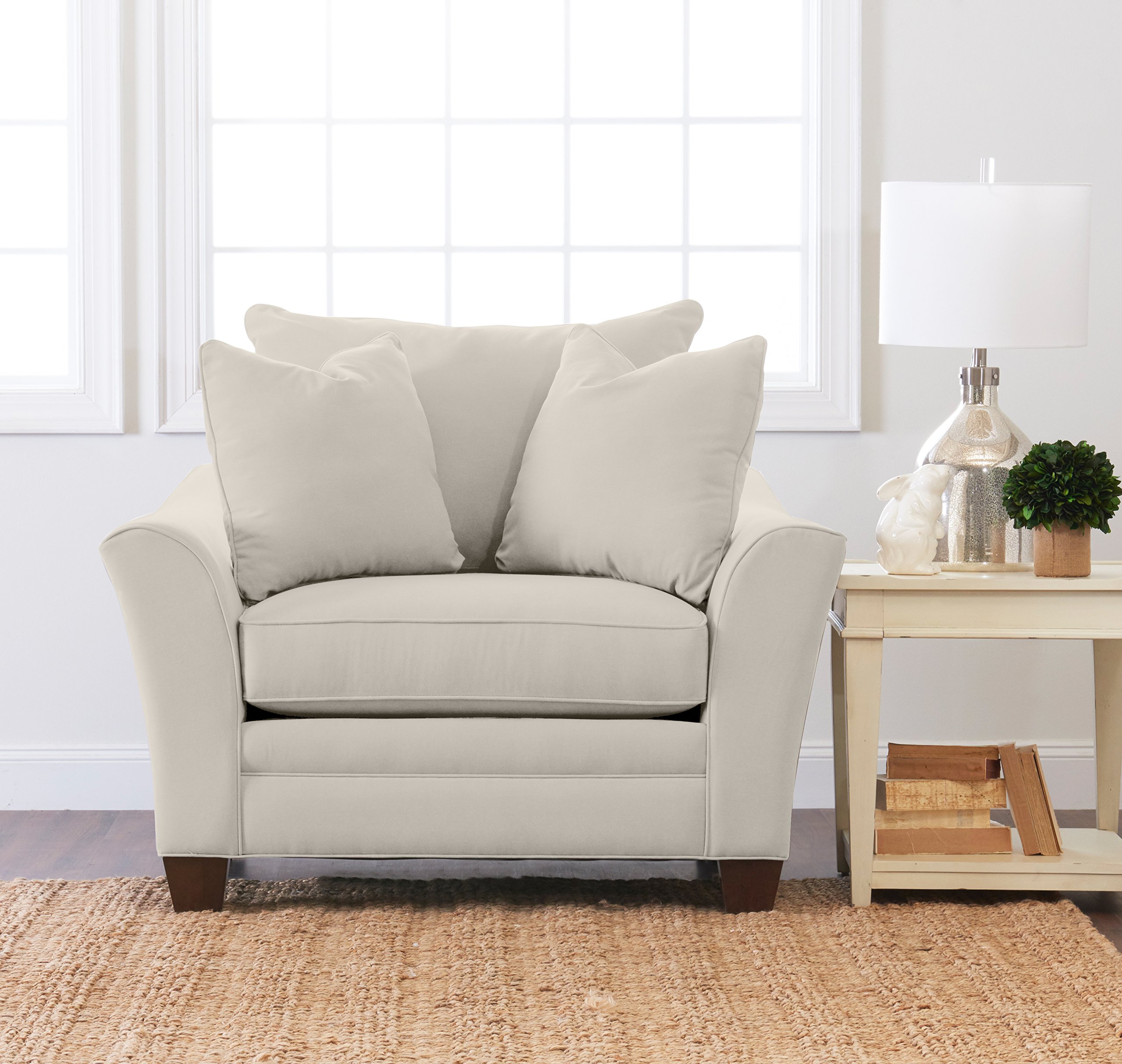 Home Furnishings Paxton Accent Armchair with 2 Throw Pillows, 44”L x 53”W x 31”H, Sand