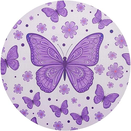 Manteles individuales de mariposas moradas, resistentes al calor, antideslizantes, redondos, lavables, para cocina, talla única