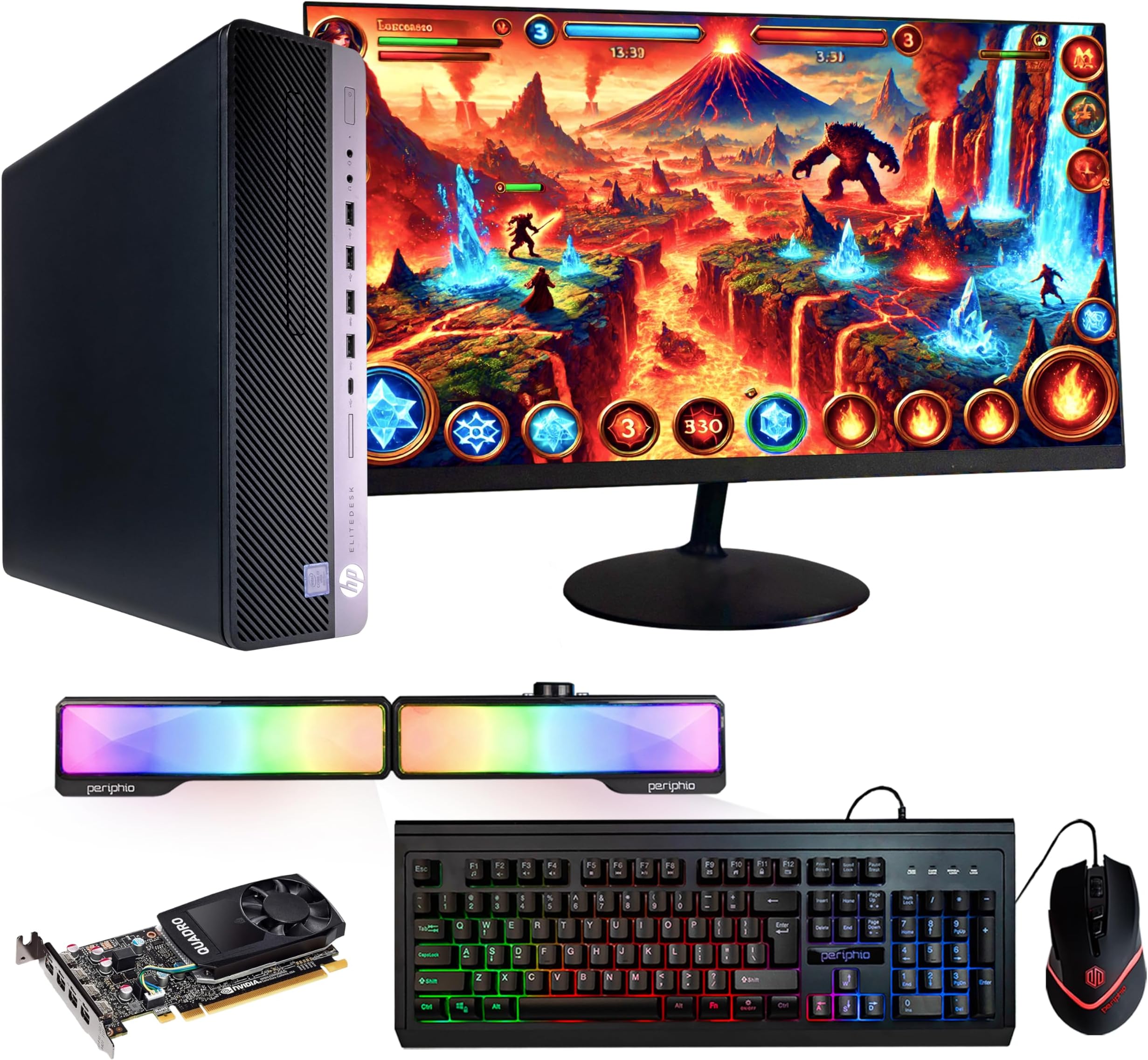 HP Workstation PC Desktop PC Editing and Design NVIDIA P620 2GB GPU Intel i5-8500 32GB DDR4 RAM 1TB SSD Wi-Fi 5G + Bluetooth Windows 11 Pro 24in LCD Monitor (Renewed)