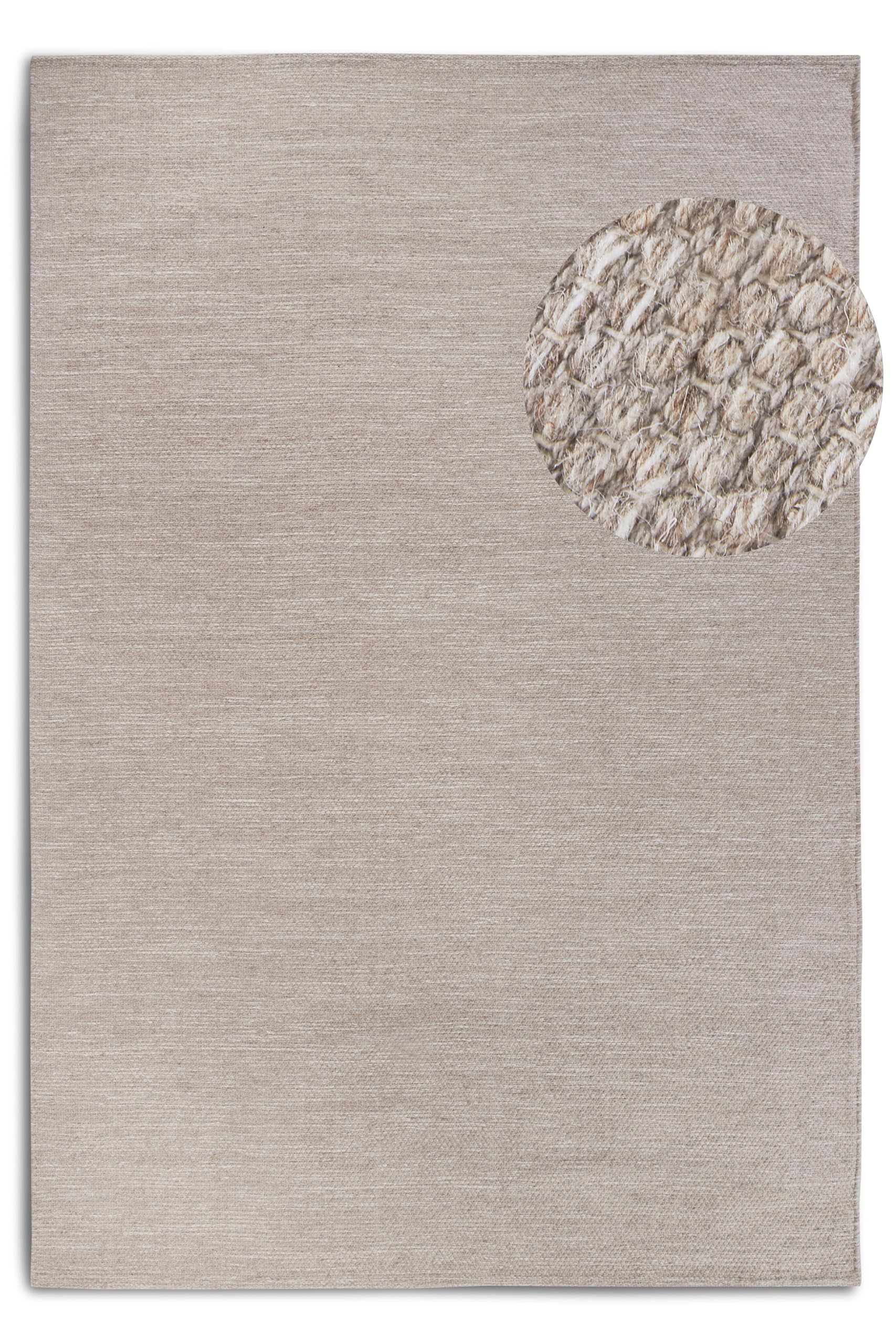 Elle Decor ation Pradesh Alfombra de Lana Natural, Tejida a Mano y respetuosa con el Medio Ambiente, para salón, Dormitorio, Comedor, Pasillo, Cocina, Lino Blanco, 80 x 150 cm