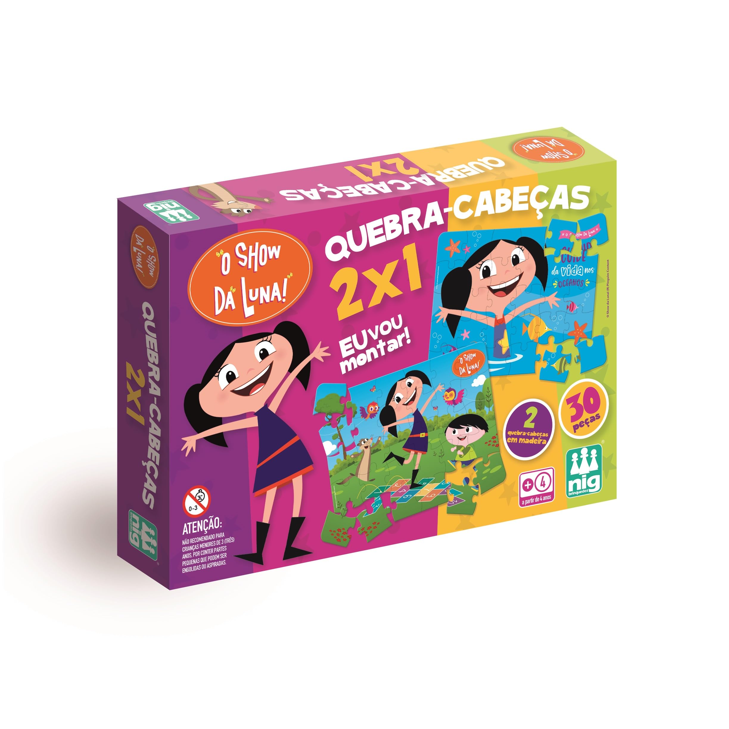 Nig Brinquedos Quebra Cabeça Madeira 2 em 1 O Show da Luna