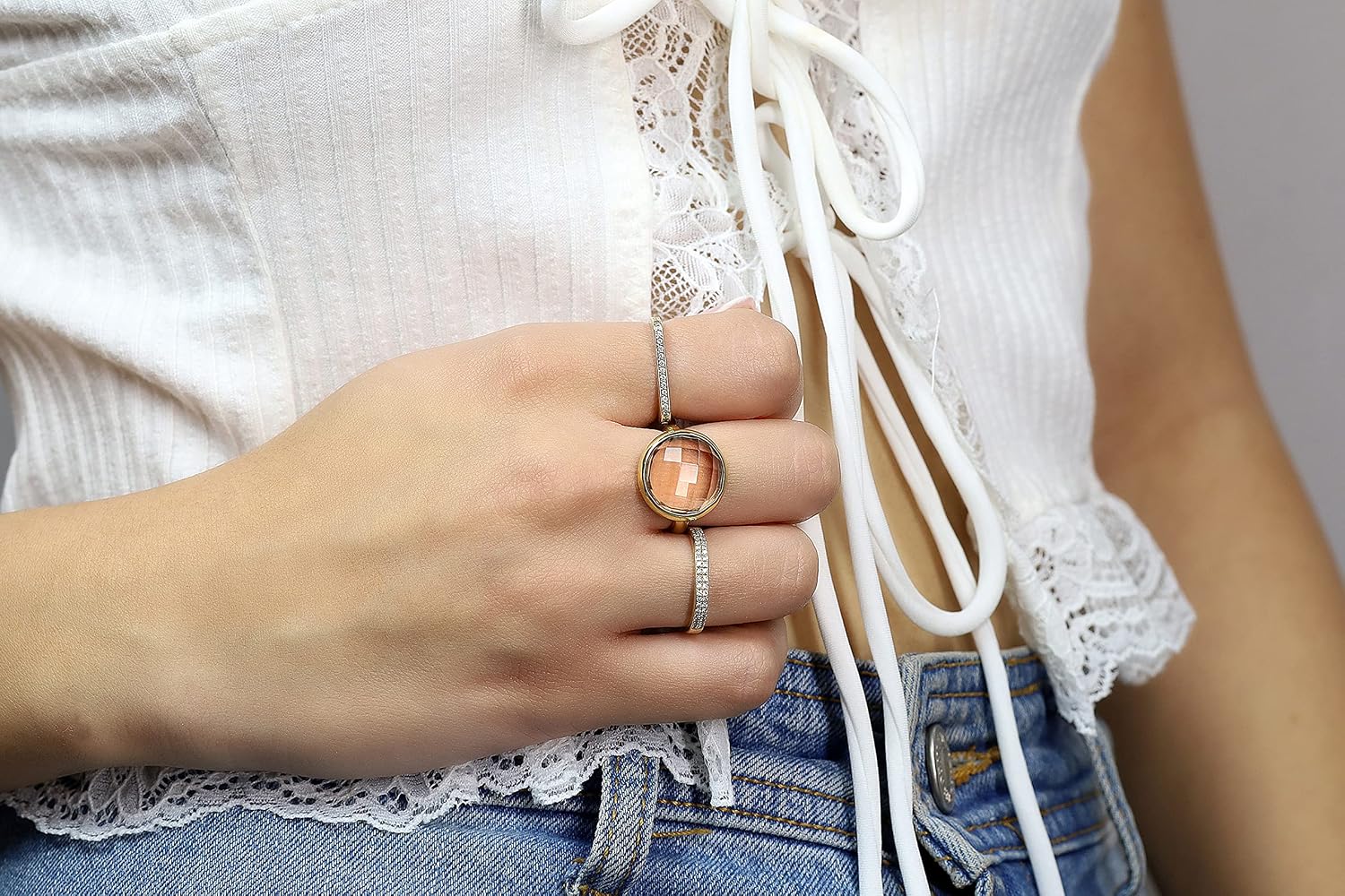 Morganite Gemstone Bezel Set Gold Filled Ring - Round Statement Ring - Minimalist Jewelry for Her