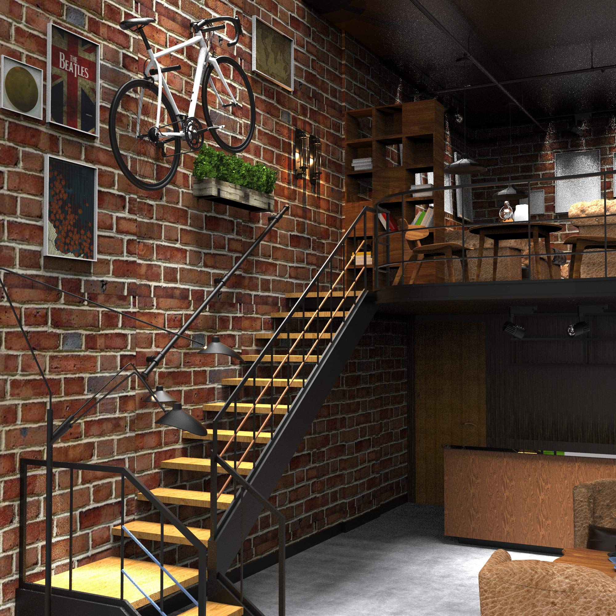 KINMADE Stair Handrail Industrial Loft Pipe Style Indoor Stair Railing