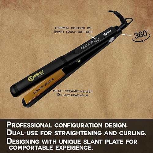 Miniatura 6 de Caliber Plancha plana  1 pulgada .223 Rem Dual  Plancha profesional de turmalina cerámica  Temperatura de calor ajustable  Rizado, alisado, plancha