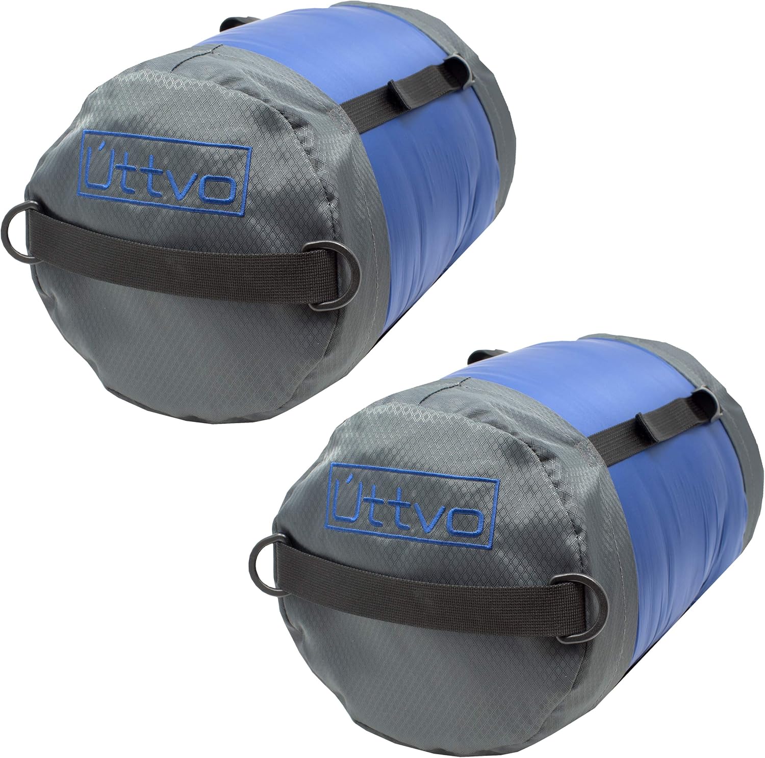 Water-Resistant, 11 Liter Compression Sack - Lightweight Sleeping Bag Stuff Sack - Rugged Compression Bag for Backpacking, Hiking, Camping and Travel (Blue and Charcoal Gray)
