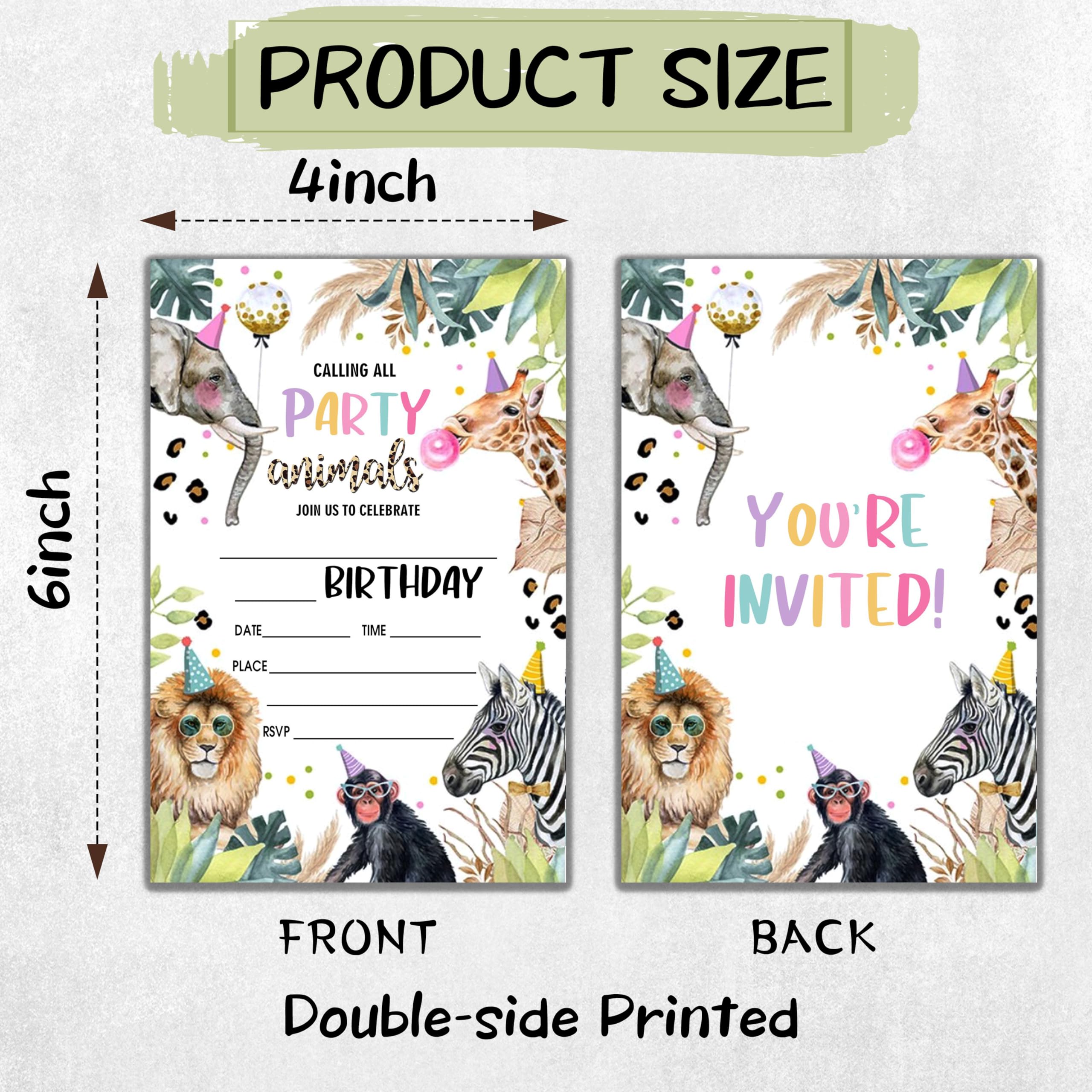 Calling All Party Animals Safari Style Fill-In Birthday Invites(4