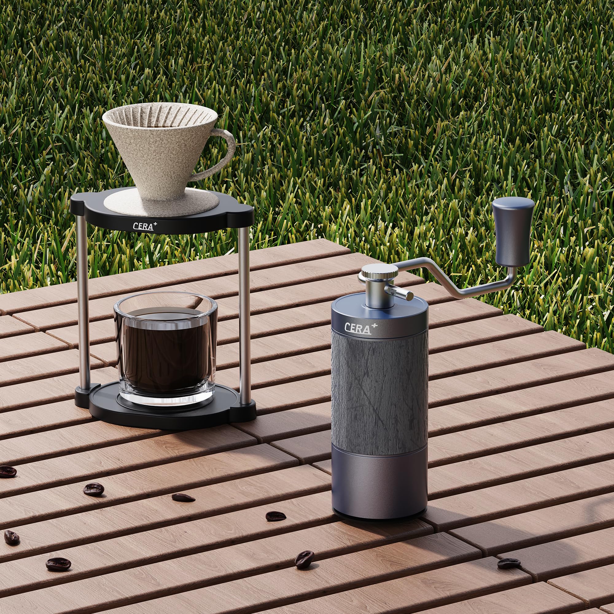 manuelle Kaffeebohnenmühle, professionelle kleine kaffeemühle manuell, mit 90 einstellbaren Einstellungen, verbesserte 10-Sterne-Mahlscheibe für French Press, Pour-Over