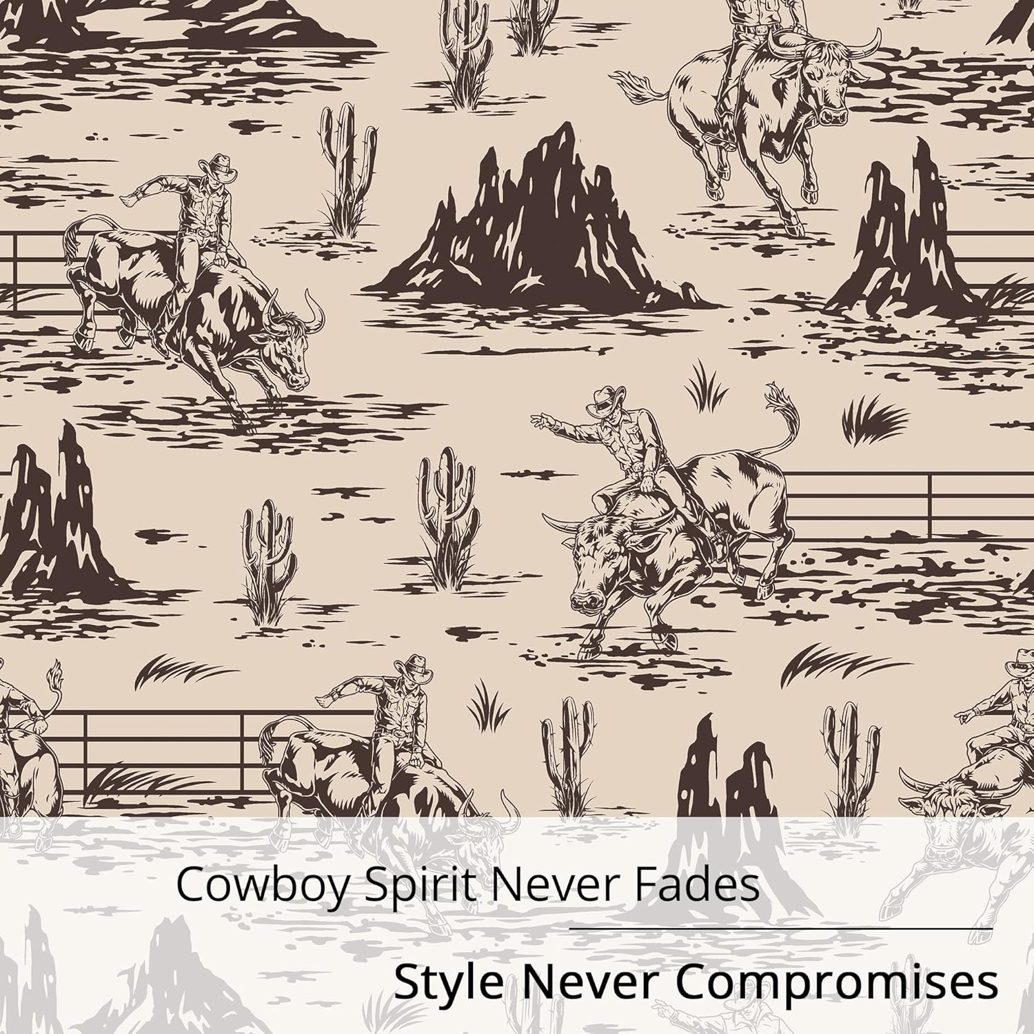 Western Cowboy Blackout Curtains – 100% Blackout Rustic Western Rodeo & Cowboy Design, Thermal Insulated Noise Reducing for Bedroom, Living Room & Man Cave (Desert Cowboy Sketch, W52xL84, 2 Panels) - Image 7