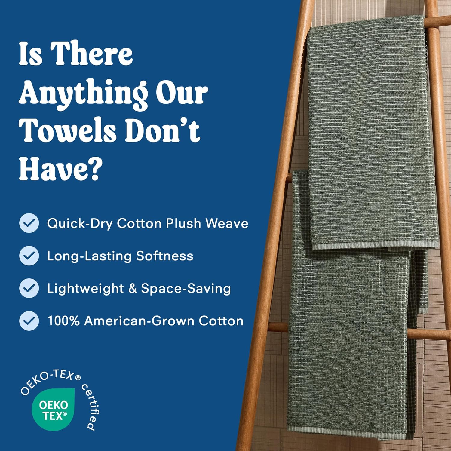 ONSEN Cotton Bath Towel — Sculpted Terry Texture, Quick-Dry, Low-Lint, Plush & Lightweight (Spruce, 2X Bath Towel) - Image 3