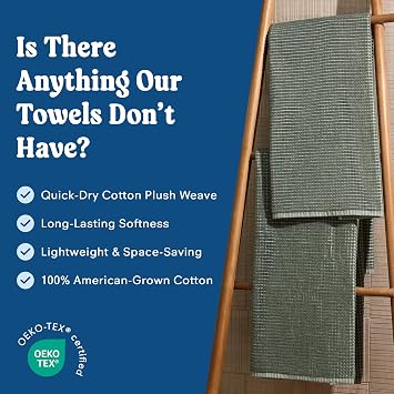 ONSEN Sculpted Terry Bath Towels, 100% American Cotton, Quick Dry Lint Free, Lightweight Absorbent Bath Towel Set with Hanging Loop, 28x55 in (Spruce, 2X Bath Towel)