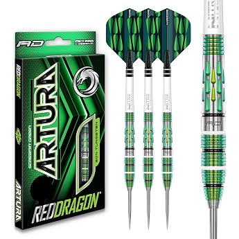 مجموعة سهام التنغستن الفاخرة RED DRAGON Artura Screamin' Green 24g مع رحلات وجذوع