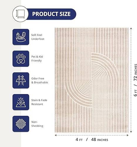 Miniatura 10 de Abani Rugs Nuevo NUE150A - Alfombra de área con nudo de arco beige crema 2 pies x 3 pies