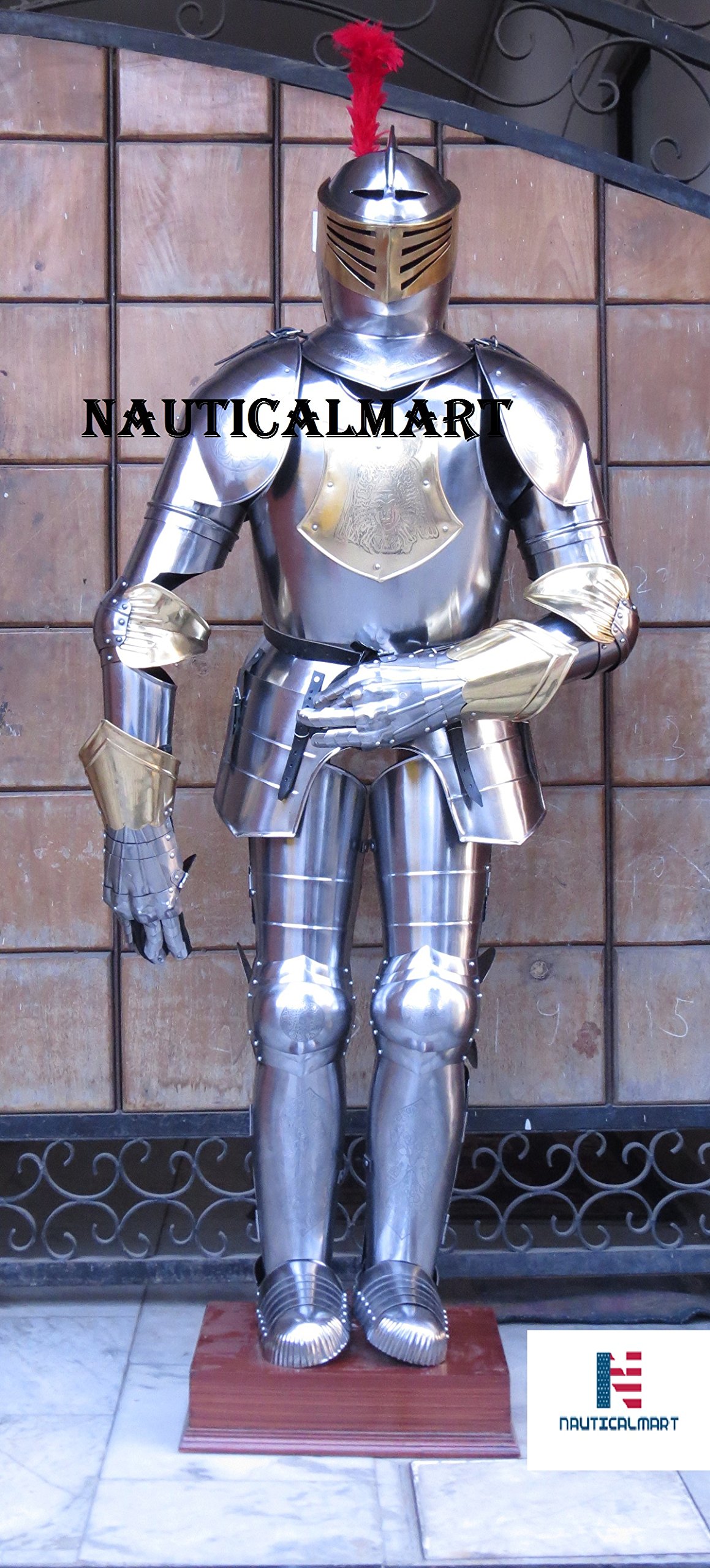 Spanish Suit of Armor Medieval Knight 16th Century Etched Full Body Armour Silver