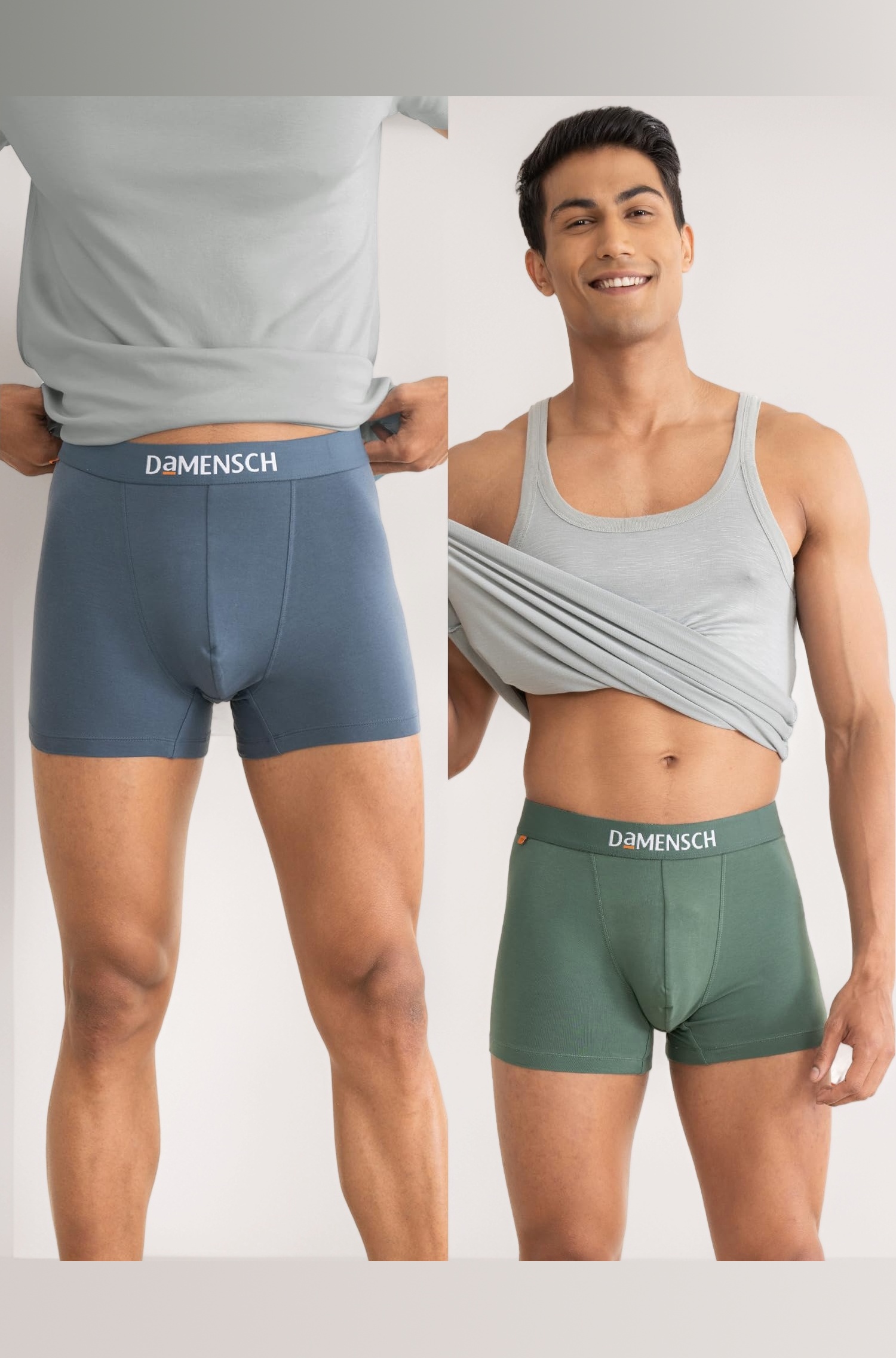DAMENSCH Regular Fit Solid Cotton Blend Trunk Underwear Anti-Bacterial Moisture Wicking Breathable Microfibre Waistband Deo-Cotton Trunks for Men