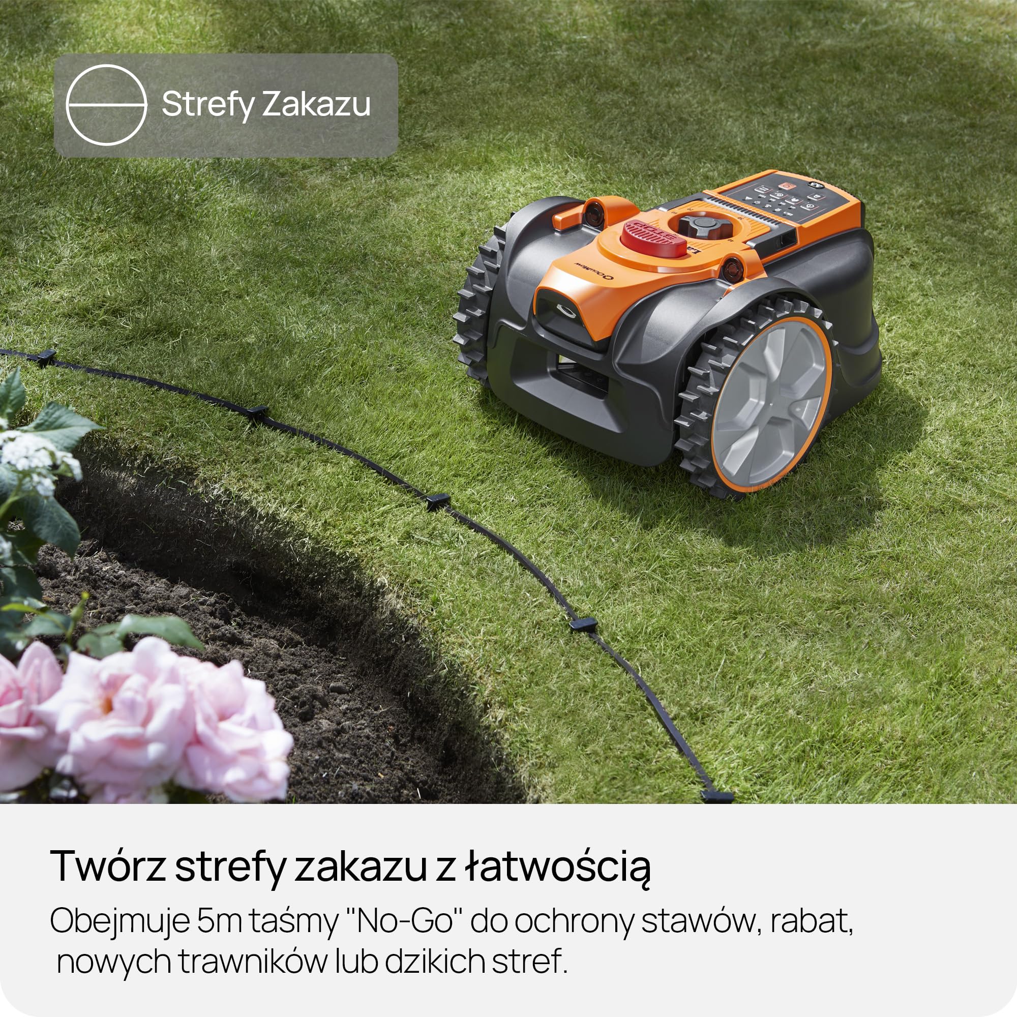 Lawnmaster OcuMow®16 kosiarka automatyczna, bez kabla ograniczającego, do 300 m², inteligentne unikanie przeszkód, inteligentne unikanie przeszkód, nawigacja optyczna, stacja ładująca samochodowa