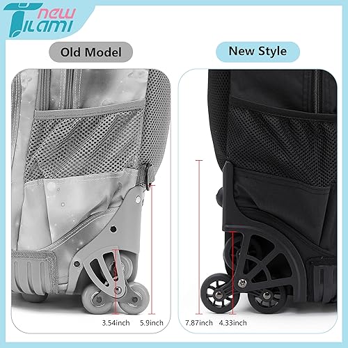 Miniatura 8 de NEW TILAMI Mochila rodante de 1618 pulgadas para niños, mochila para laptop con ruedas para viajes escolares, Azul meteorito, 18 pulgadas, Mochila