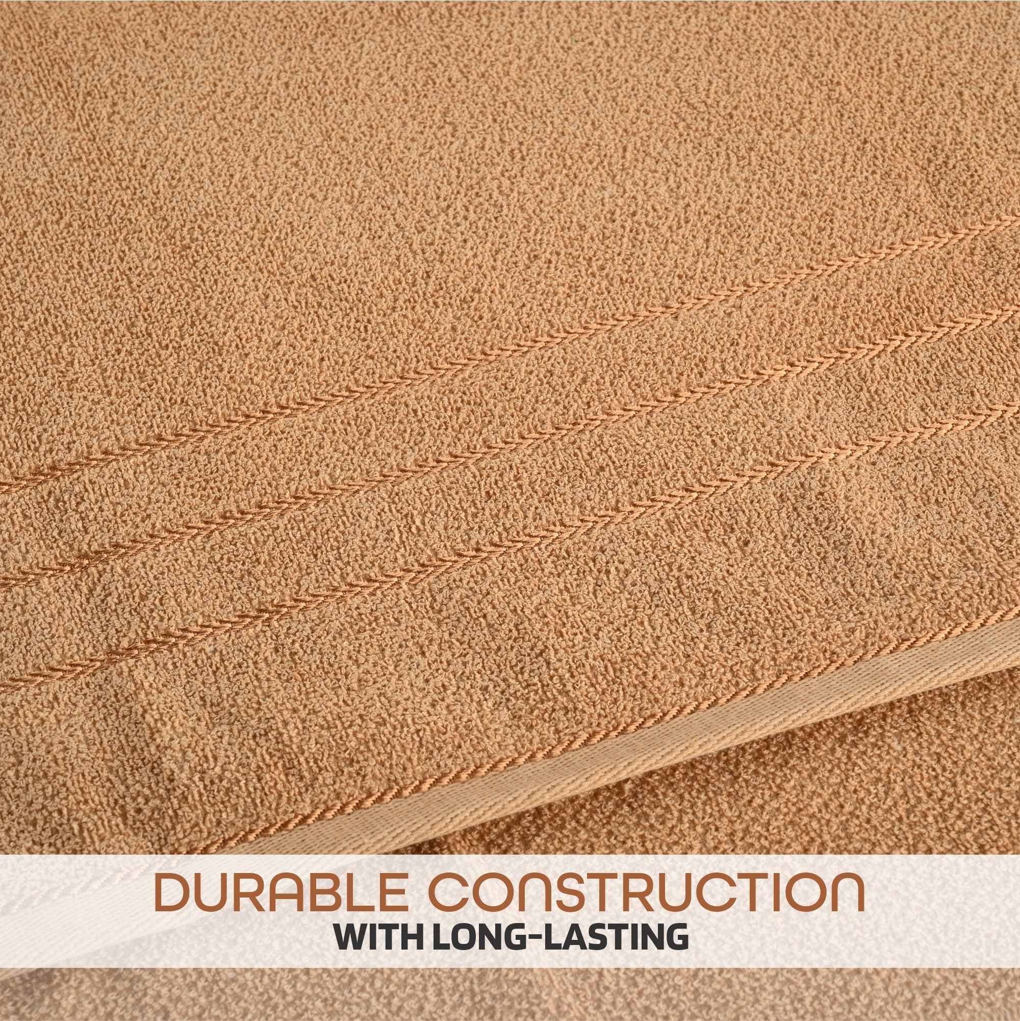 Urbane Home (Pack of 2) Bath Towel | 30x60 Inch | 144 GSM Cotton Unisex Bathroom Towel | Towel for Bathing | Towel for Bath-Gym-Travel-Beach-Pool | Towels for Bath | Plain Lining | Light Brown 3