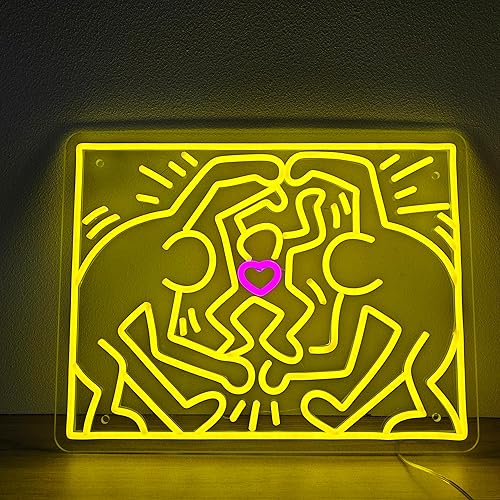 Keith Haring Love Art - Letrero de neón para dormitorio, decoración de pared, hecho a mano, para peluquería, salón de belleza, letrero de negocios
