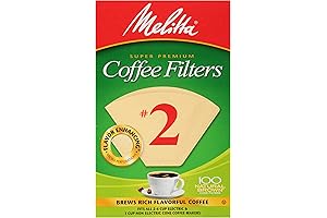 Melitta #2 Cone Coffee Filters, Unbleached Natural Brown