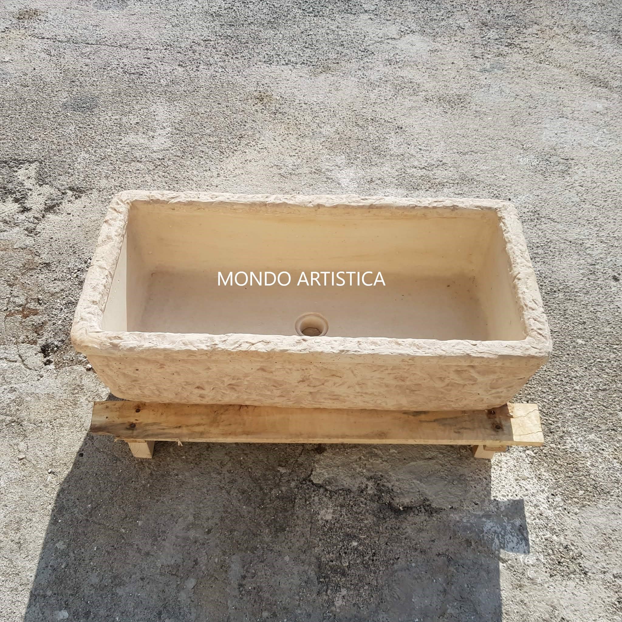 Lavello Lavandino In Cemento, Lavabo Da Esterno Antigelo, Fontana, Vasca Unica L 80X40 H 22 Cm Sfumato Rosa Antico