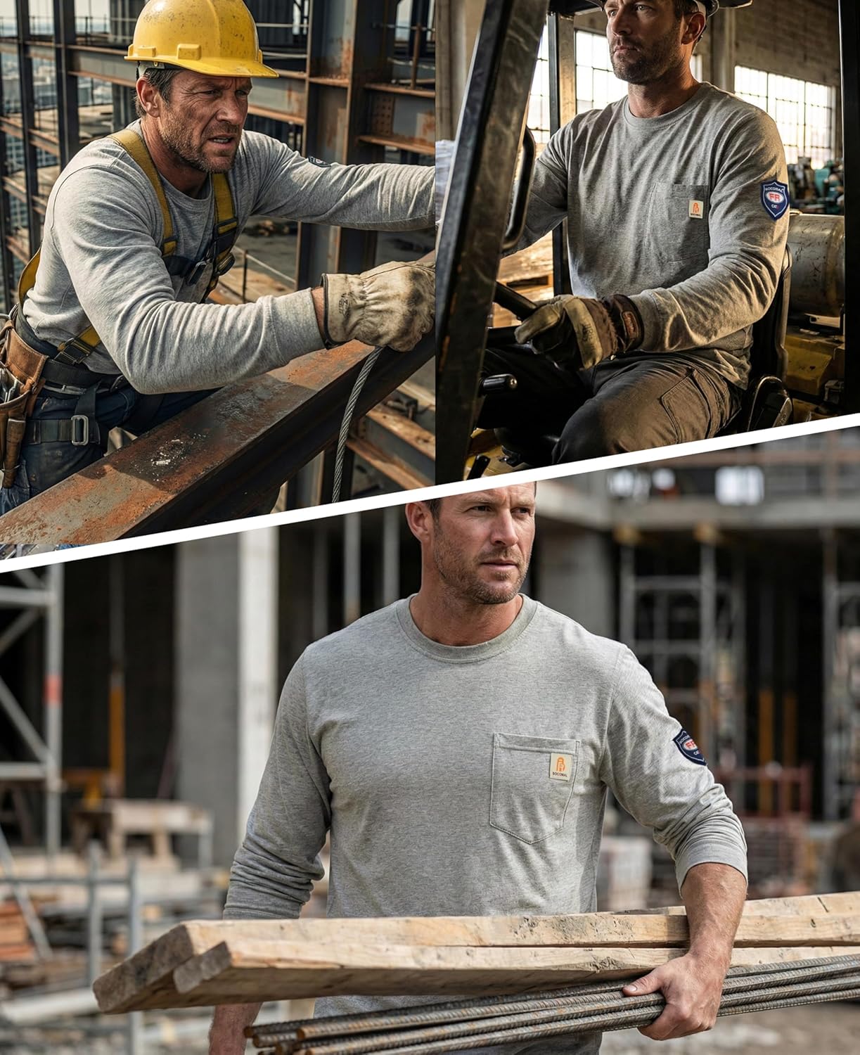 BOCOMAL FR Shirts Lightweight Classic Crew Long Sleeve Fire Resistant Shirt CAT2 - Image 5