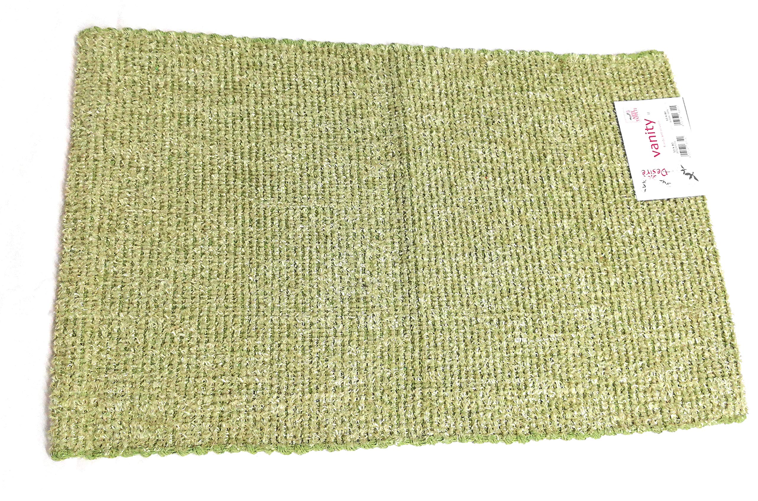 Tappeto Multiuso art. VANITY II, col. VERDE, mis. 80x150 cm, tess. 65% cotone 35% poliestere, con filo Lurex, fondo antiscivolo, lavabile in lavatrice