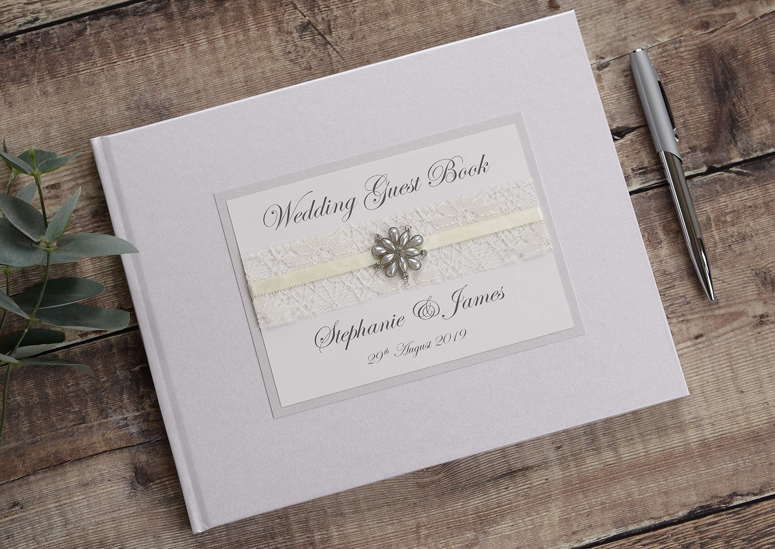 Elegant Ivory Personalised Wedding Guest Book