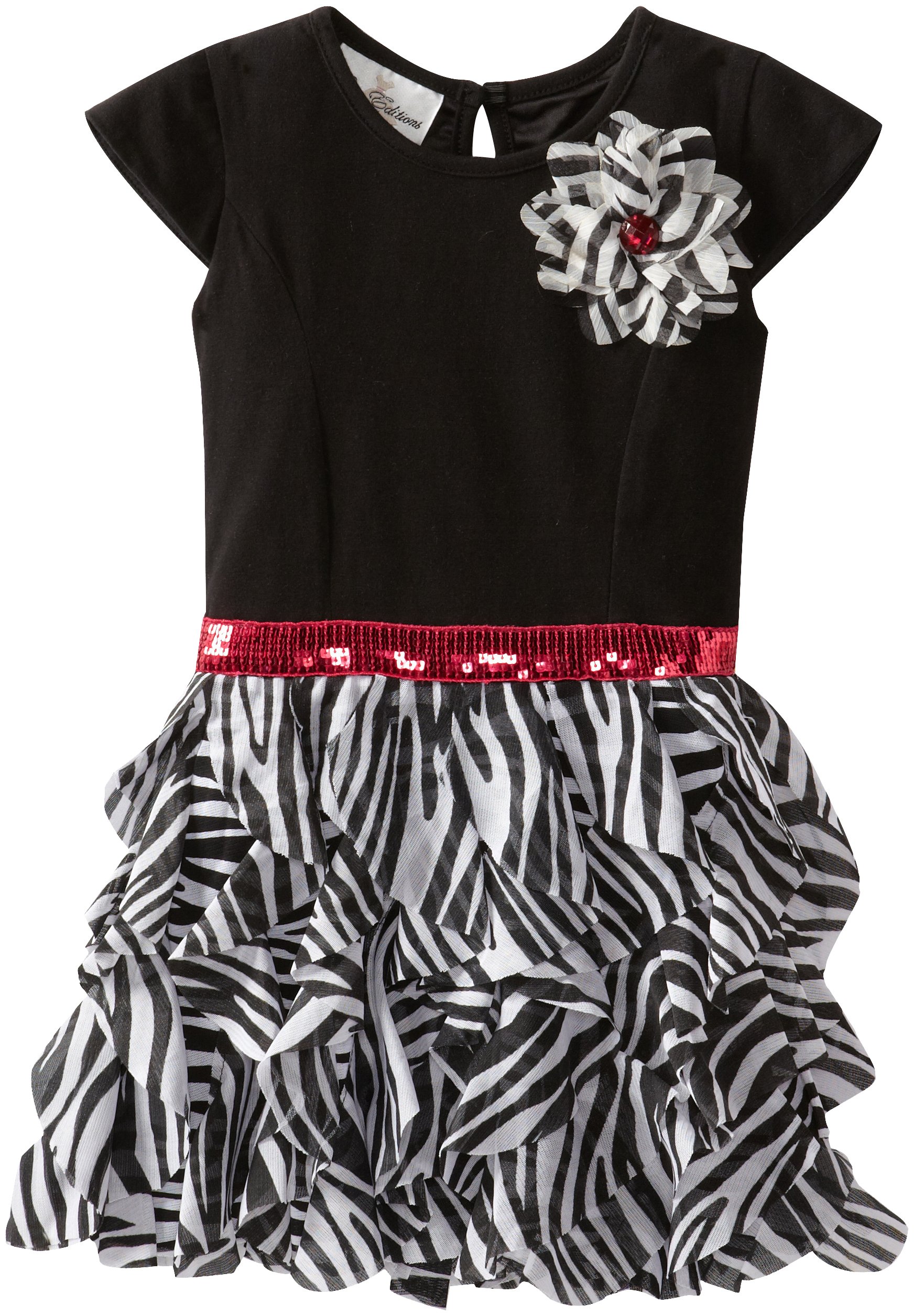 Rare Editions Little Girls' Zebra Print Dropwaist Dress