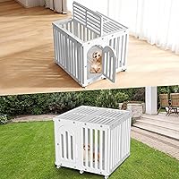 Vista 6 de Corralito para perros con puerta y cubierta, panel de valla para cachorros, jaula para perros, corral para mascotas para perros pequeños y medianos