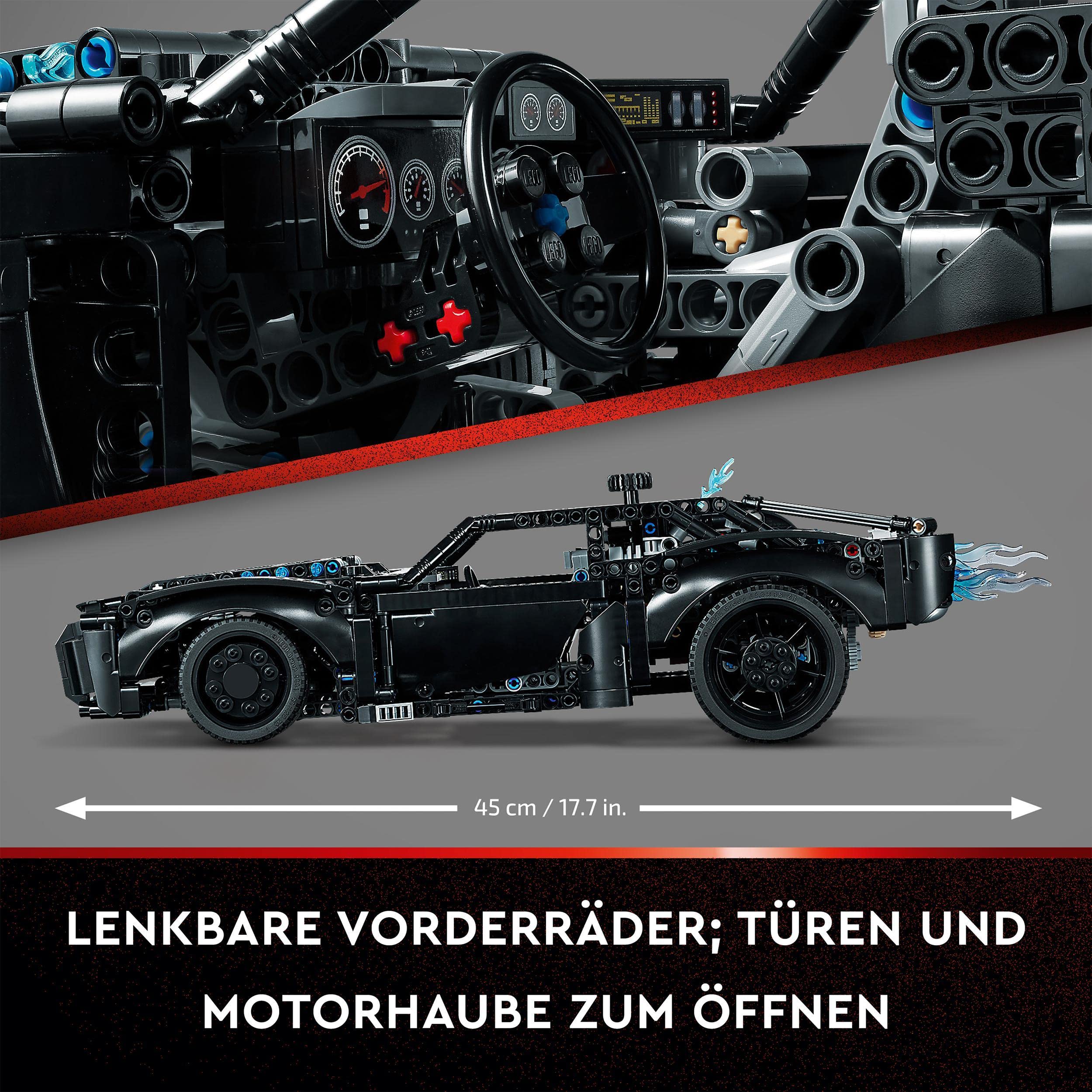LEGO 42127 Technic BATMANS BATMOBIL Spielzeugauto, Modellauto-Bausatz aus dem Batman-Film von 2022 mit Leuchtsteinen, Auto-Spielzeug für Kinder und Jugendliche, Geschenk für Fans des Films