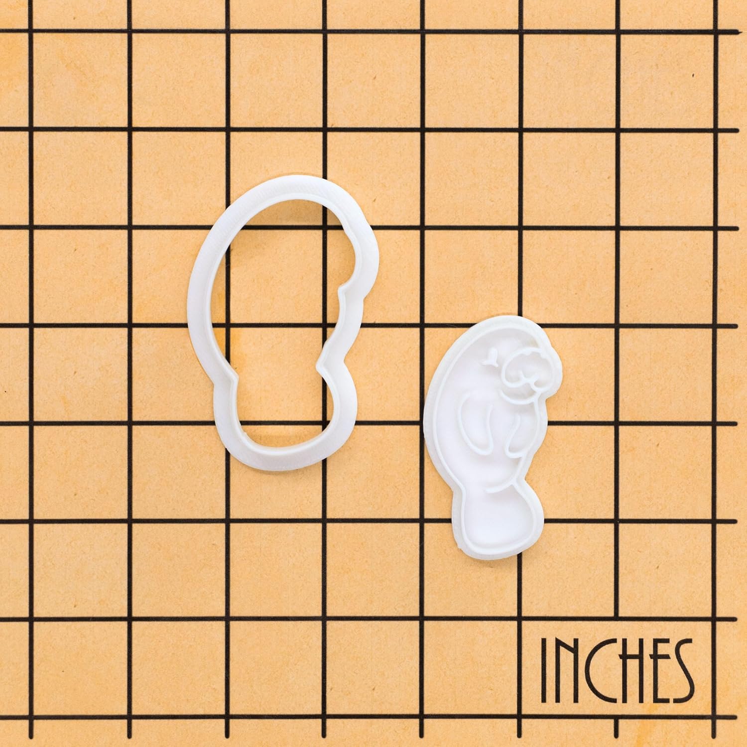 BAKERLOGY Cute Manatee Mini Cookie Cutter & Stamp Set – Sea Cow Biscuit Cutter Embosser for Ocean Animal Cookies, Beach Baking, Marine Life Cupcake Decoration Tool