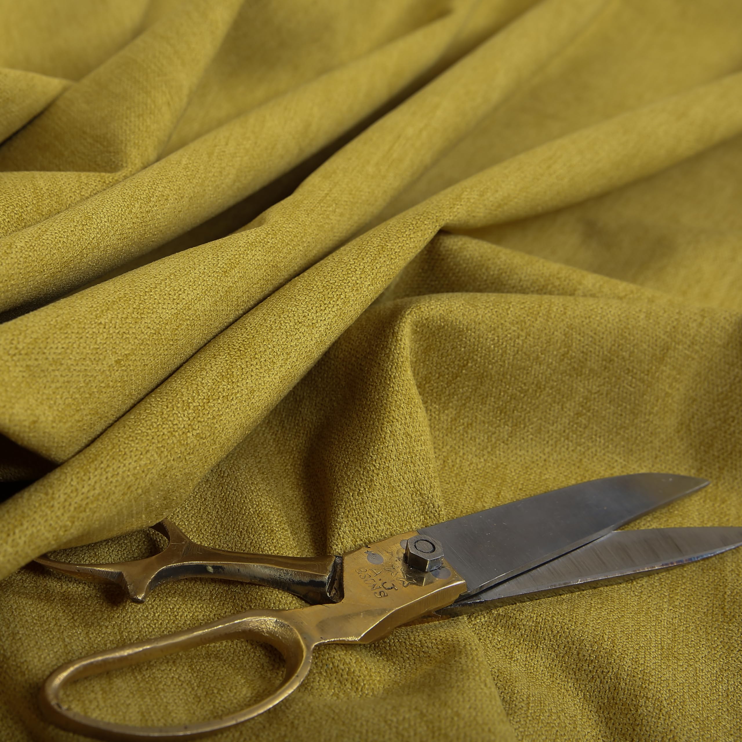 Redbrick Mill Fabrics Flame Retardant Quality Soft Highland Wool Effect Yellow Colour Plain Chenille Curtain Upholstery Fabric (Per Metre)