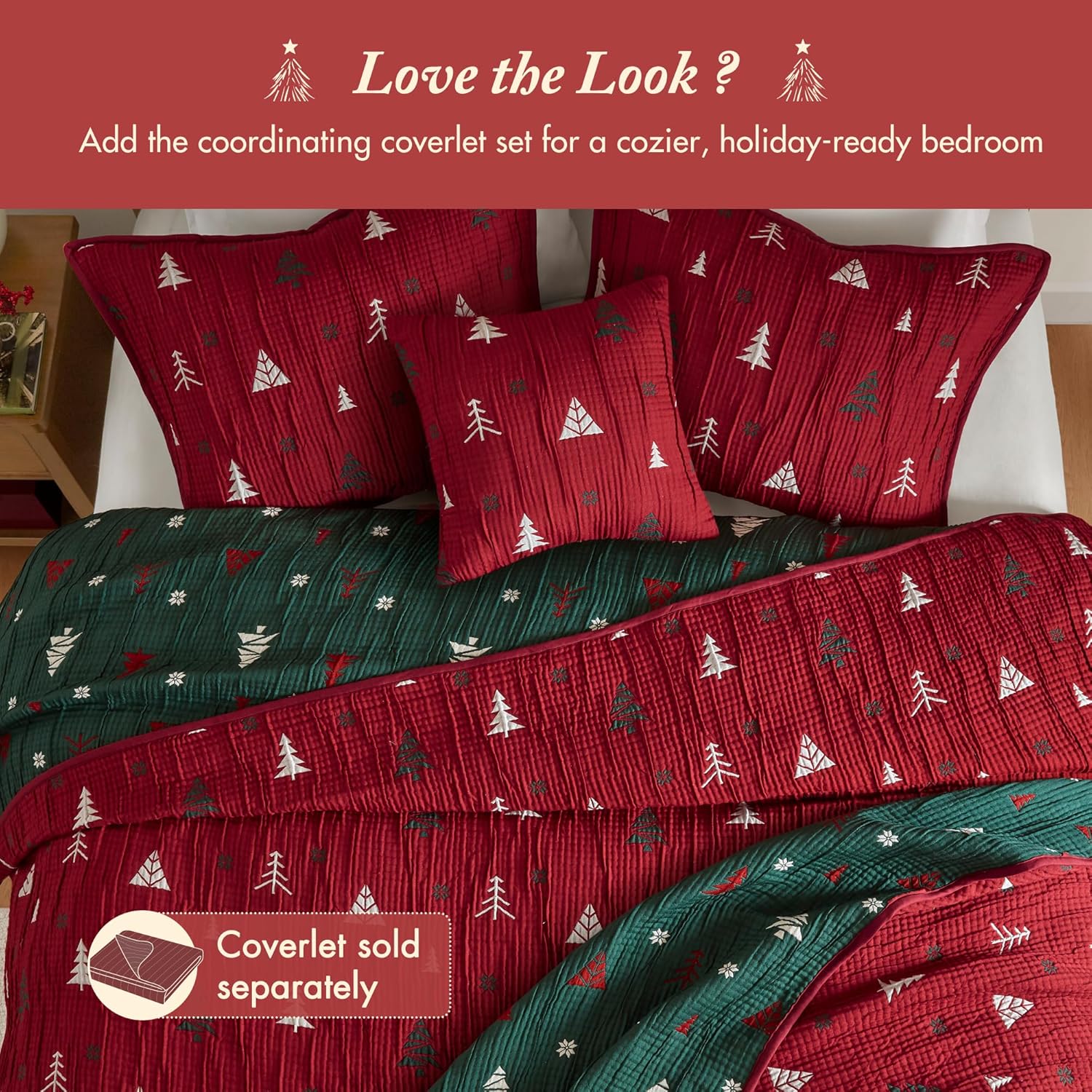 Madison Park Christmas Throw and Decorative Pillow Set, Festive Reversible Jacquard, All Seasonal Lightweight 2-Piece Bedding, 50" W x 70" L, Red/Green - Image 5