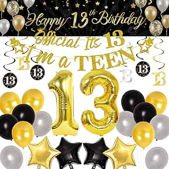 13th Birthday Invitation Gold Balloons Glitter On Black Birthday Party Invite For A 13 Year Old