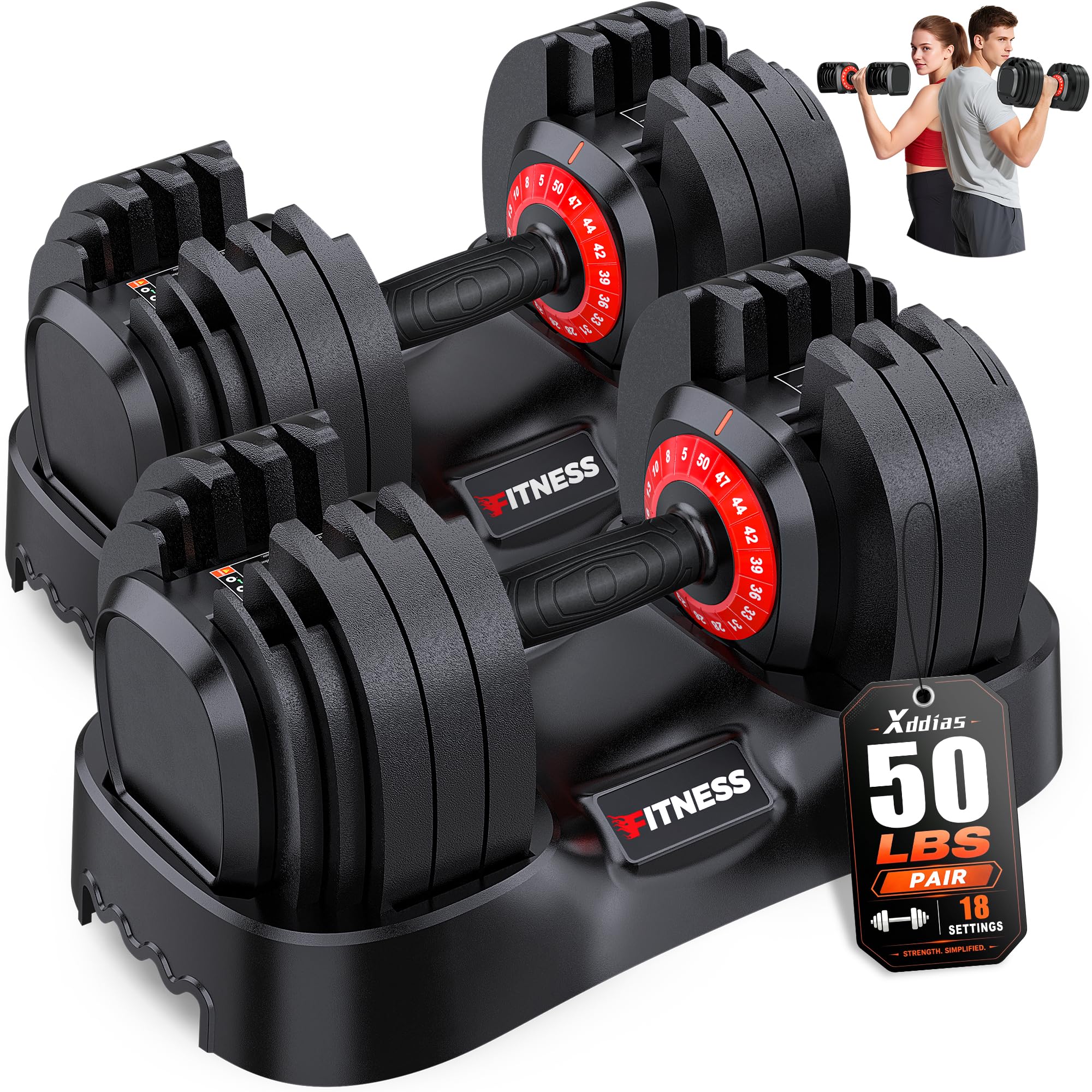 XDDIAS Adjustable Dumbbell Set for Home Gym Strength Training