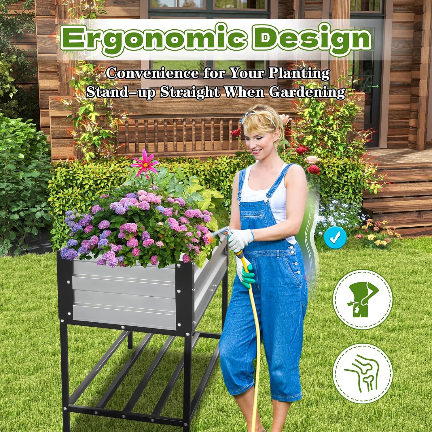 Galvanized Raised Garden Bed Outdoor with Storage Shelf 48x21x31in Elevated Planter Box with Drainage Holes for Backyard, Balcony, Patio 400lb Capacity Large Metal Raised Garden Bed